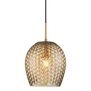 Northfield Dimpled Amber Glass Brass Pendant Light