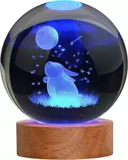 Easter Bunny Lamp Things for Teen Girls, Large 3D Bunny Night Light, Crystal Rab