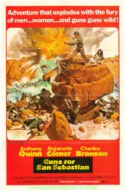 GUNS FOR SAN SEBASTIAN MOVIE POSTER 27x41 Folded 1968 CHARLES BRONSON