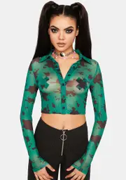 [Pretty Garbage] Cow Print Mesh Top