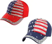 [WOFASHPURET] Flag Hat Sun Hat for Men Bling Baseball Caps Decorations Fedora Hats for Women Sparkle Baseball Cap Independence Day Baseball Rave Hat Ladies Rhinestone Caps