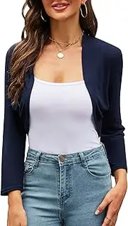 JoyJoy Bolero Cardigans for Women, Long Sleeve Cropped Cardigan Lightweight Open Front Shrugs for Dresses