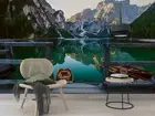 3D Mountain Lake Self-adhesive Removeable Wallpaper Wall Mural 2471