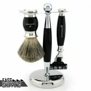 Vintage BARBER SALON Cartridge Shaving Razor Gift Set Super Badger Brush & Stand