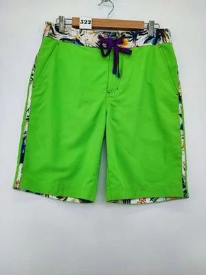 Robert Graham Men's Dos Rios Woven Green Classic Fit Board Shorts Size 32