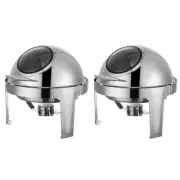 SOGA 2X Stainless Steel Round Chafing Buffet Chafer Dish with Glass Roll Top