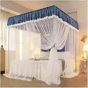 Blue 4 Corner Canopy Mosquito Net with Bracket Decorative Curtain for Single or Double Bed Spring Summer Autumn Winter (Color : Style 1, Size : 150*210cm) (Style 1: 180*210cm)