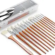 Artify 15 pcs Professional hog Hair Paint Brush Set Perfect for Oil Painting with a Free Carrying Box for Artists and Enthusiast, Beginner, Adults