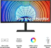 New Samsung 34 inch S65UA Ultrawide QHD 100Hz Curved Monitor