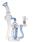 9" Pyrex Glass Bong Recycler Rotating Windmill Water Filter Hookah Pipe Bubbler