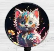 Baby Kitten Nurse Badge Holder, Flower Badge Reel, Medical ID Retractable 6536