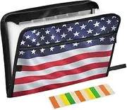 Quteprint 13 Pockets Expanding File Folder with Zipper Closure, American Flag Accordion File Folder with Sticky Labels, Letter Size A4 Papers Expandable File Document Organizer