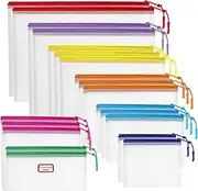 20pcs Mesh Zipper Pouch for Organization, Waterproof Zipper Pouches Colored PVC Travel Zipper Bags Clear Multipurpose Document Bags Suitable for Travel, School, Board Game and Office Supplies