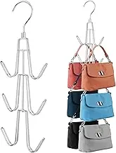 ZEDODIER Purse Hanger Organizer for Closet, 2 Pack Hanging Bag Holder, Keeping Purses Visible and in Good Condition, Metal Handbag Storage Hook Backpack Rack Space Saving Hanger, Silver
