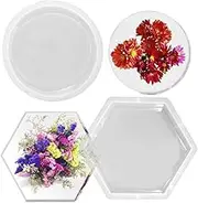 2 Pcs Large Resin Molds, FineGood Hexagon Round Resin Molds Silicone Deep Silicone Molds for Epoxy Resin DIY Bookends Specimens Weeding Flower Preservation Resin Mold