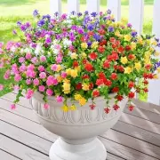 Artificial Flowers for Outdoors Faux Plants Outdoor, UV 12 Bundles Mixed Color