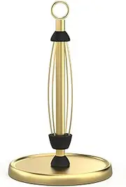 Paper Towel Holder Countertop, One-Handed Tear, Stainless Steel, Weighted Base, Gold, Ring Paper Towel Holder Stand with Ratchet System for Kitchen Farmhouse Essentials Decor Accessories