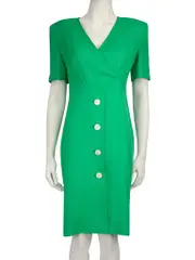 Vintage Green Button Detail Dress