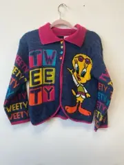 Vintage 1997 Looney Tunes Girl's Tweety Bird Knit Sweater Size 14 XL NWT