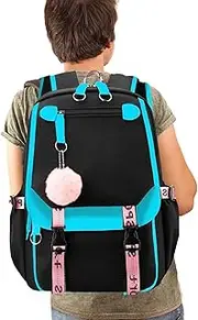 [Mihauuke] Woman Backpack Purse - Multiple Compartments Child Daypack Shoulder Bag - School Knapsack Ladies Daypack with Plush Ball for Shopping Dating Traveling