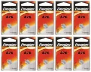 10 pcs Energizer A76 Alkakine Coin 1.5V Batteries Single Pack LR44 357 Exp 2021