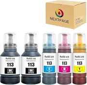 NEXTPAGE 113 Ink for Epson EcoTank 113 Compatible with Epson EcoTank ET-5150 ET-5170 ET-5800 ET-5850 ET-5880 ET-16150 ET-16650 ET-16600 Ecotank Pro ET-16680 PrinterY (5 Pack)