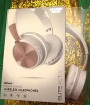 Sharper Image Elite Active Premium Foldable Bluetooth HEADPHONES in RoseGold NIB