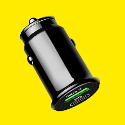 High Stability Long Lifespan Durable 1× 38W 2-Port QC 3.7 + PD 3.7 Car Charger