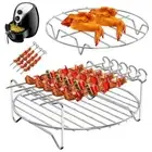 2X Stainless Steel Airfryer Roasting Rack BBQ Grill Baking Tray Air Fryer Holder