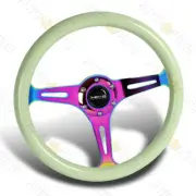 350MM WHITE GLOW IN DARK GRAIN NEO CHROME SPOKE NRG ST-015MC-GL STEERING WHEEL