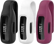 FitTurn 3-Pack Clips with Steel Sheet Intended for Fitbit Inspire 3/Inspire 2/ACE 3 Fitness Tracker, Replacement Soft Color Silicone Clip 360° Protection Holder Accessory (Black, White, Red)