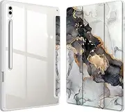 [FINTIE] Hybrid Slim Case for Samsung Galaxy Tab S9 Ultra 2023/S8 Ultra 2022 14.6 Inch (Model SM-X910/X916B/X918U/X900/X906), Shockproof Cover with Clear Transparent Back Shell, Cloudy Marble