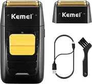 [KEMEI] Foil Shaver Double Electric Shaver for Men, Professional Electric Razors Head Shaver for Bald Men, Barber Supplies Cordless Rechargeable