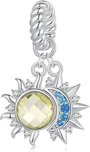 [DOYIS] 925 Sterling Silver Sun and Moon Charm Pendant for Pandora Bracelet