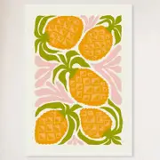Galrie Vibrant Pineapple Print Wall Art from Abstract Fruit Collection for Kitchen Decor, White Frame, 50 x 70cm (20 x 28inch)