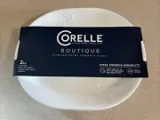 CORELLE VITRELLE " CHERISH " BOUTIQUE EMBOSSED OVAL 2 PC. PLATTER'S NEW 2022