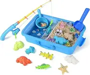 Sensory Bin - Sensory Toys for Toddlers 3-4,Sensory Toys for Autism,1.7 LB Play Sand,4 Molds,6Crystal Dinosaur,Dino Eggs,Magnetic Sea Animal, Preschool Learning Fine Motor Skills Activities Kids