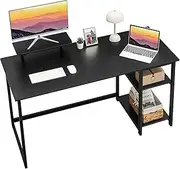 DUSLANG 100 Cm Computer Desk with Monitor Stand, Office Desk with Adjustable Storage Shelves, Small Gaming Desk for Home Work Writing Study (Black, 100 CM)