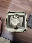 Fossil Riley Watch Day Date 38mm Gold Tone Case Dial Band ES3203 Gem Set