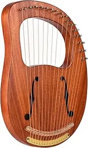 zolyet WH-16 16-String Wooden Lyre Harp Metal Strings Solid Wood String Instrume with Carry Bag Tuning Wrench Cleaning Spare Strings Cloth MusicBook nature F Shape Sound Hole