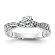 0.40ct. CZ Solid Real 14k White Gold Round Complete By-Pass Engagement Ring