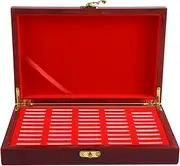 Uniqal 50 Pcs Wood Coin Display Box Storage Case Holder Round Box Commemorative Box