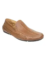 [Florsheim] Cooper Moc Toe Woven Driver Shoes in Tan