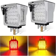 Square Pedestal Fender Lights, 60 LED Double Face Turn Signal Light for Semi Truck Trailer Towing, Amber Red Peterbilt Fender Lights for Kenworth Tractor RV Brake Turning, IP65 Waterproof