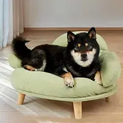 PaWz Pet Sofa Dog Cat Elevated Raised Couch Bed, Durable Soft Couch Chair Kitten Lounge Sofa Bed with Removable Cushion Seat Washable Cover, Luxury Plush Sofa Stool Bed for Dogs Cats with Wooden Frame
