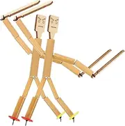 2Sets Bamboo Dolls Interactive Desktop Game Bamboo Puppet Kit for Family Fun Finger Flexibility and Competitive Play for Parties