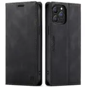 AutSpace For Apple iPhone 13 Pro Case RFID Blocking Retro Flip Premium Leather Card Holder Wallet Cover - Black