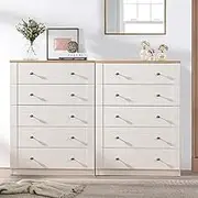 Merryluk 2 Pack Chest of Drawers 5 Drawer White Tallboy, Dresser Clothes Storage Cabinet Organizer Lowboy Bedside Table Bedroom Furniture Home Living Room Hallway Entryway Kitchen