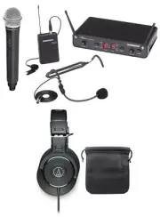Samson Concert 288 Beltpack/Lav/Headset/Wireless Mics+Audio Technica Headphones