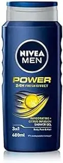 NIVEA MEN Power Fresh Shower Gel (400ml, Pack of 6), Moisturising Body Wash with Aloe Vera, All-in-1 Shower Gel for Men, Energising NIVEA MEN Shower Gel